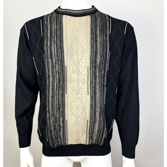 Pronto Uomo Abstract Long sleeve Sweater Mens L NWT Stretch Cotton‎ Pullover